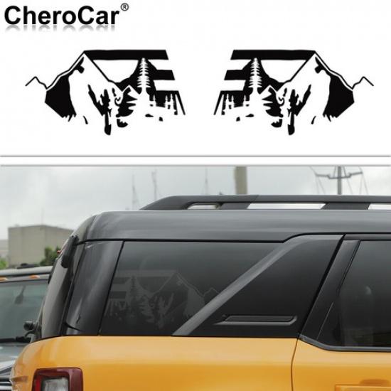 

2pcs Rear side window sticker cover black Fit For Ford Bronco Sport -2025