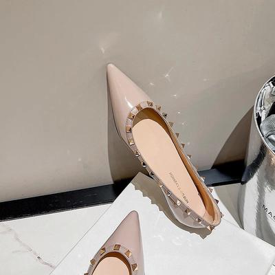 Scarpe singole a punta da donna con fondo piatto, tacco basso in salice, scarpe da barca versatili, bocca bassa, scarpe da donna europee e americane con suola morbida 2024 nuovo r