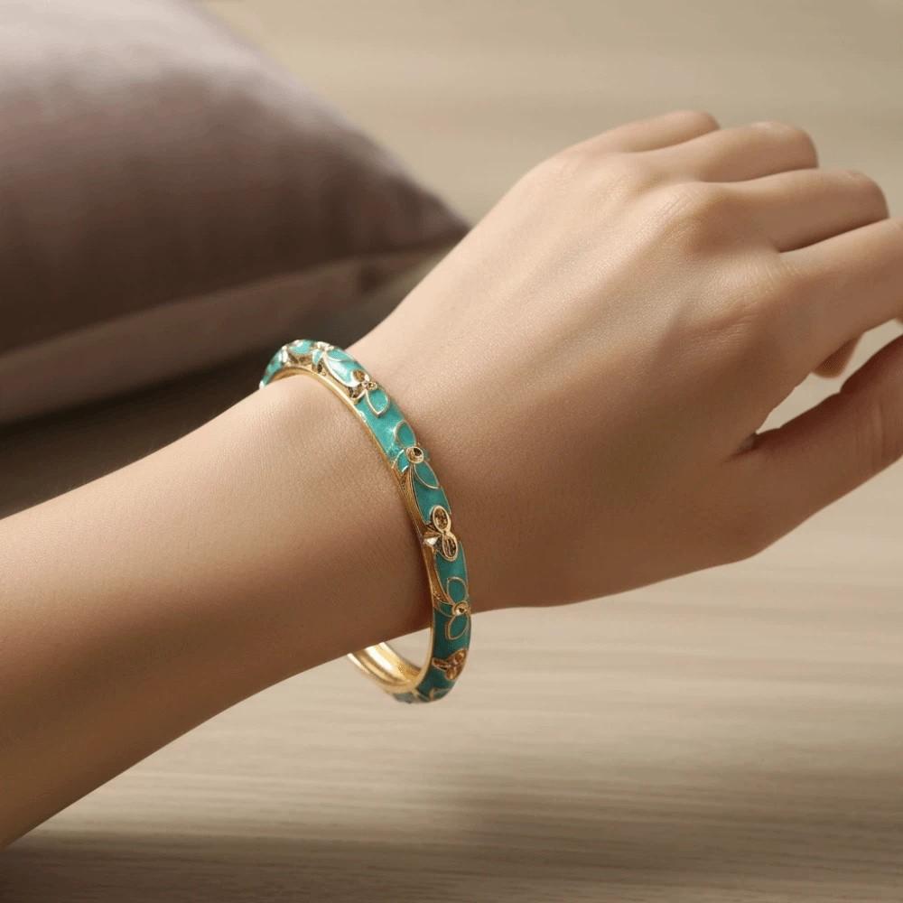 Traditionelles Chinesisches Blumenarmband Emaille Damen Handarmband Geschenke für Frauen Mädchen
