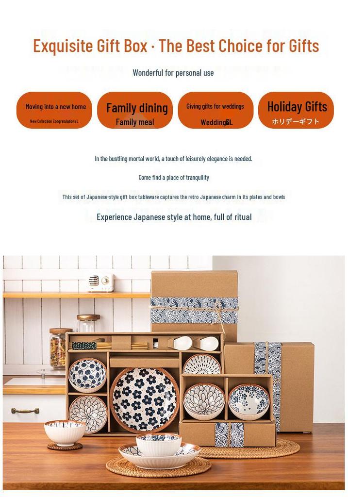 Set Creativo di Posate e Stoviglie in Ceramica - Ciotole, Piatti, Piatti in Scatola Regalo Kraft, Perfetto per Eventi e Promozioni Aziendali