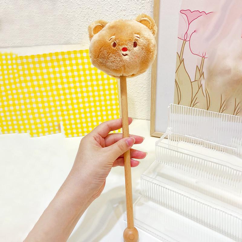 Cream Bear Cartoon Plush Massage Hammer Embroidery Design Suitable Kids For