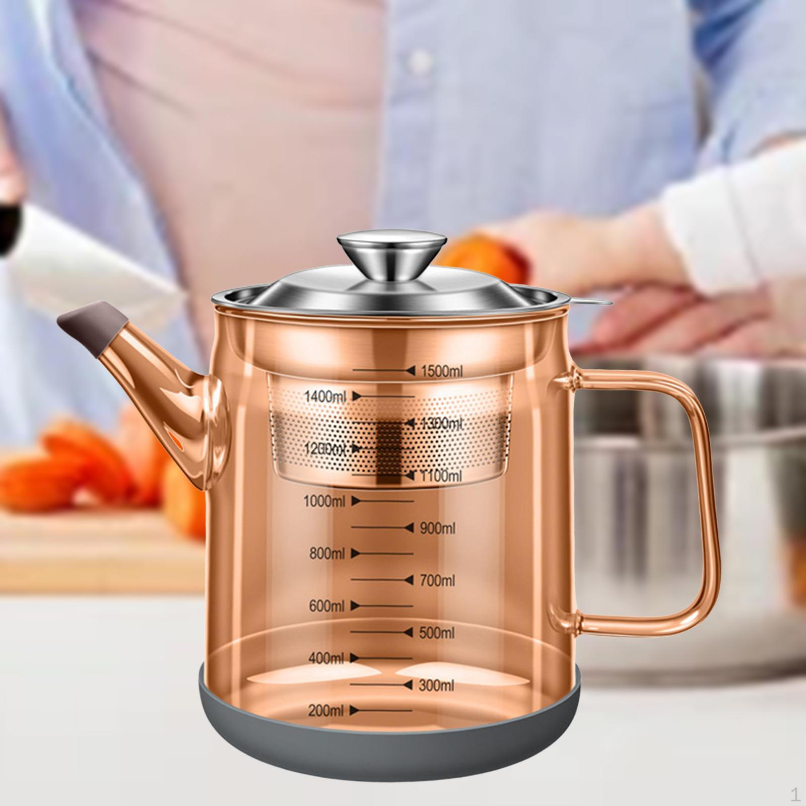 Bacon Grease Storage Can with Strainer for Oil Collection 1500ml