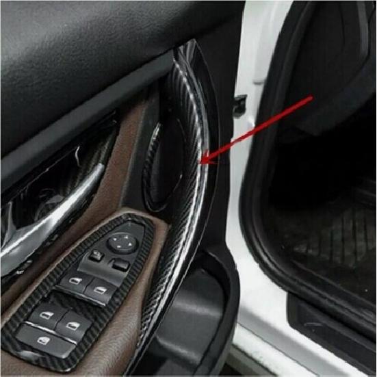 2x Carbon Fiber Inner Door Handle Pull Cover For BMW 3 4 Series F30 F35 2012-18