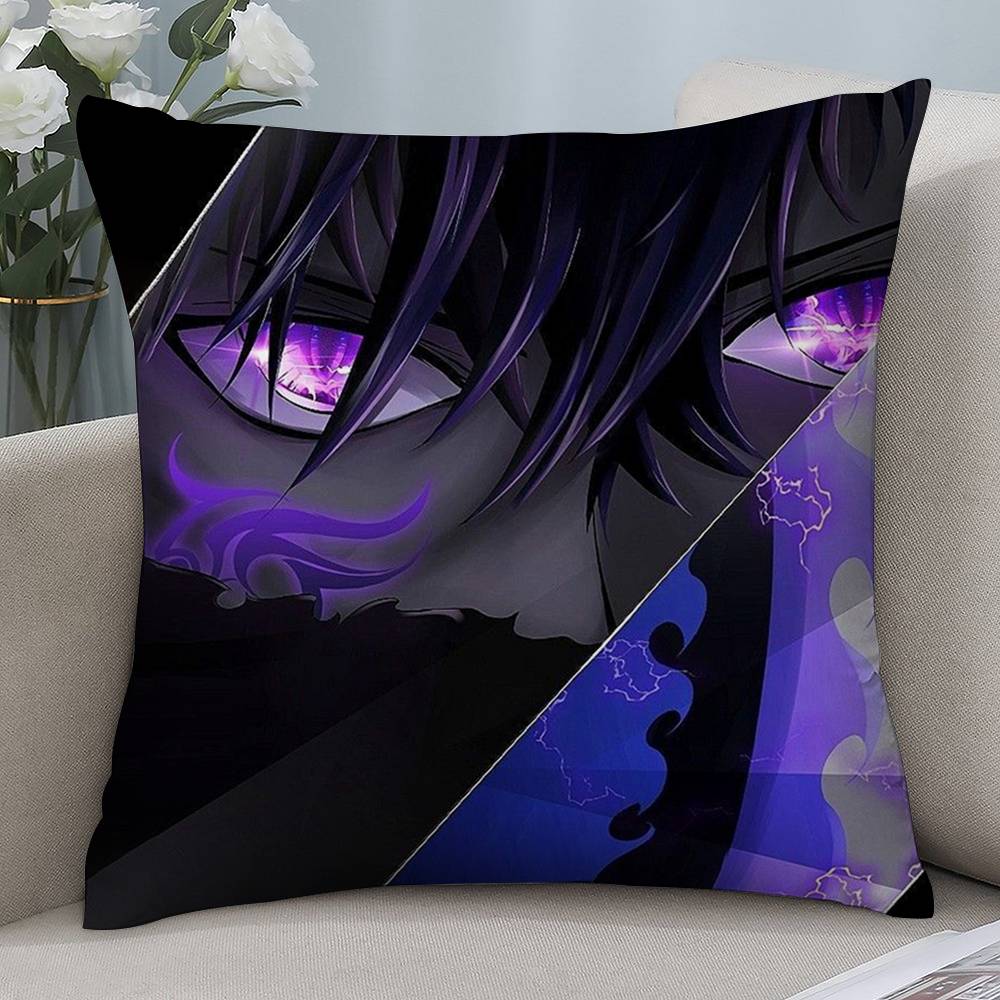 Hot Anime S-Solo Leveling Pillow Case Short plush Double-sided Print Square Throw Pillow Covers Sofa Home Cushion Decor