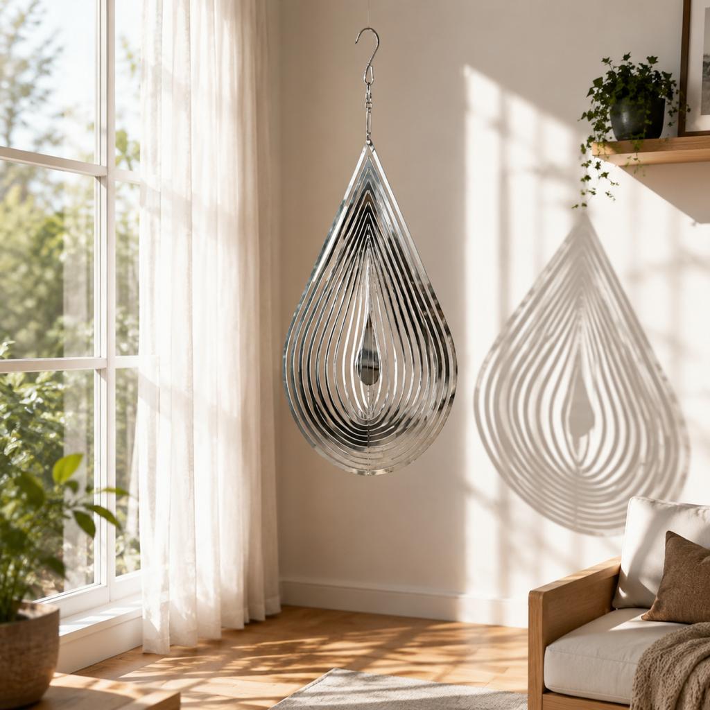 Metall-Windspiel für den Außenbereich, hängende Gartendekoration, Edelstahl-Terrassen-Hof-Ornament mit Haken für den Innen- und Außenbereich, Kreatives Geschenk