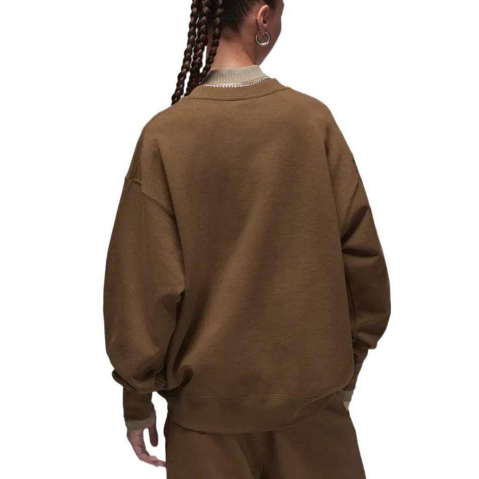 Jordan Logo-Aufnäher Einfarbig Lässig Locker Fleecegefüttert Sweatshirt Damen Oberteile Olivgrün DQ4600-385