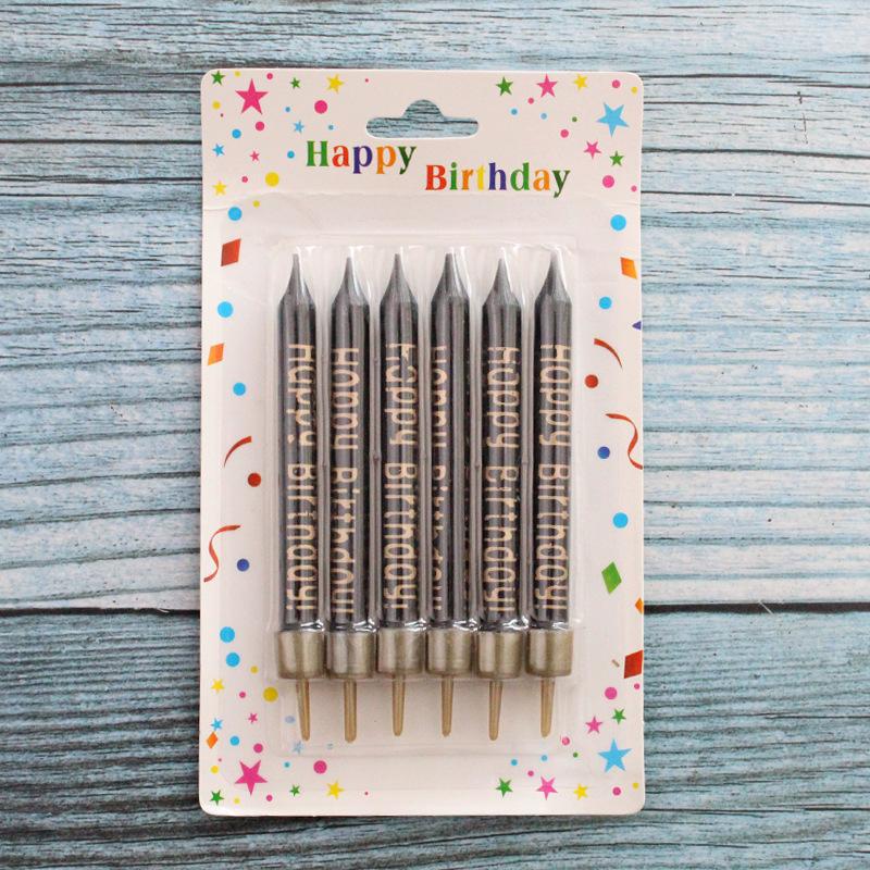 INS Black and White Print HAPPY BIRTHDAY Cake Candles Children's Party Color Print Candles