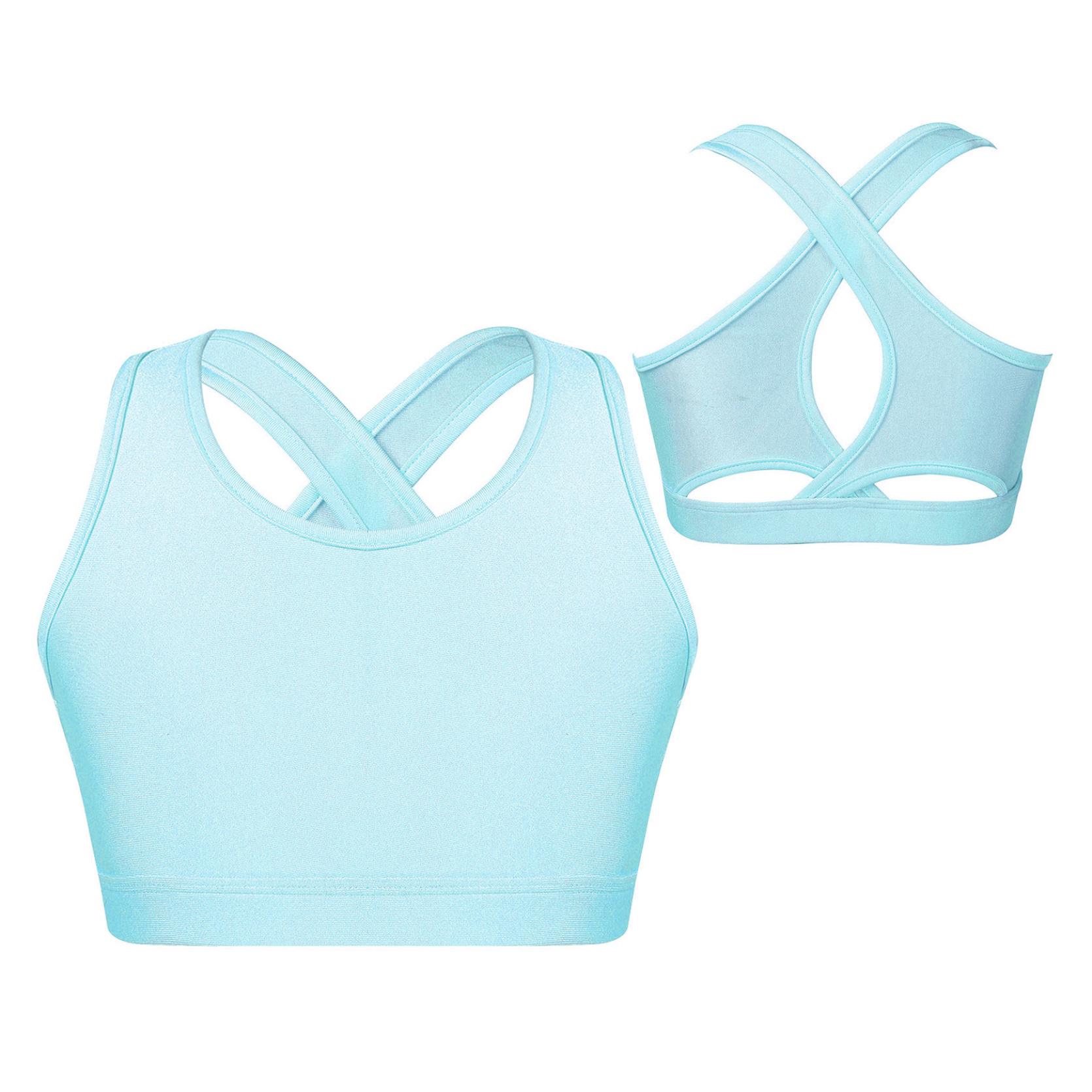 

Детский танцевальный топ для девочек, спортивный укороченный топ, жилеты с погонами, без рукавов, с вырезом на спине, противоударный спортивный бюстгальтер для бега, спортзала, йоги, топ 11-12 Years