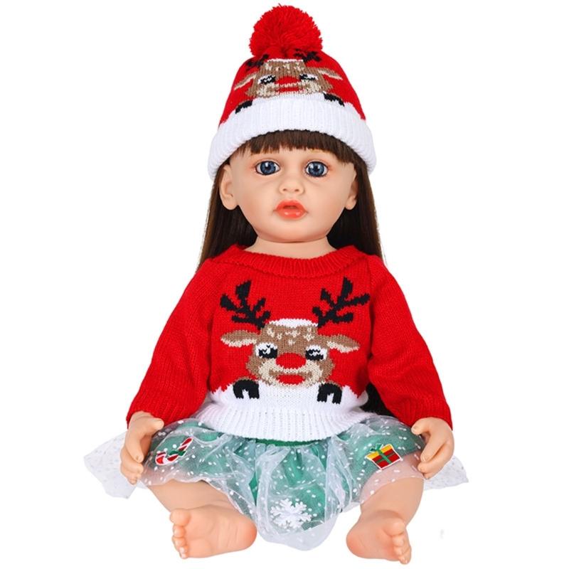 22inch Reborns Doll Holiday Costume Santa Outfit Quick Change Doll Outfit For Christmas Party Kids Pretend Play Game