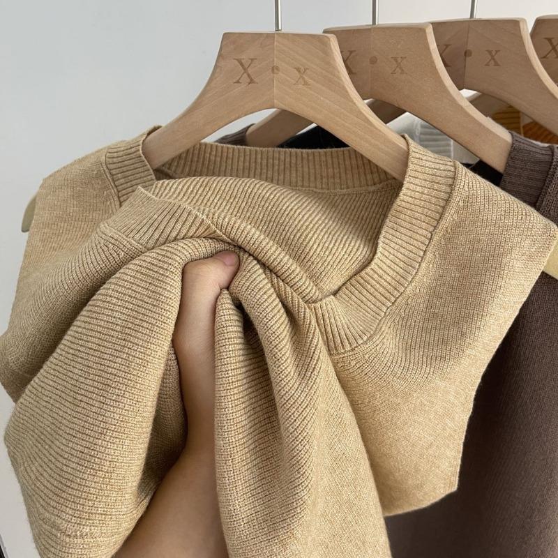 

Женские трикотажные свитера без рукавов, женские жилеты, осенние свитера с V-образным вырезом, зимние свободные повседневные однотонные элегантные простые офисные женские жилеты 25051 One Size абрикосовый