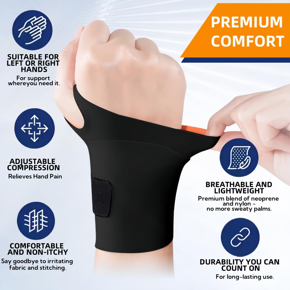 1 attelle de poignet élastique ultra fine, sangles de compression pour le poignet, pour le syndrome du canal carpien, l'arthrite, les tendinites, les entorses et les douleurs au poignet.