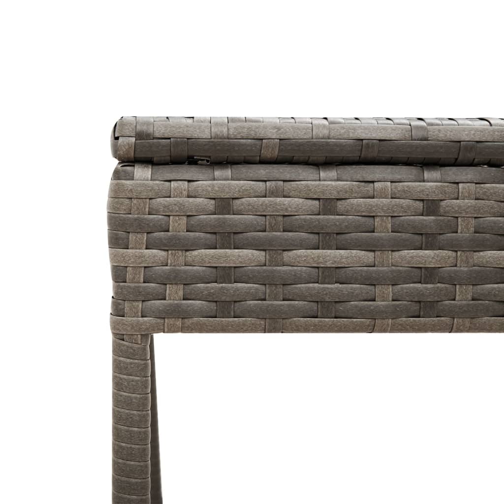 Sun Lounger with Table and Cushion Gray Poly Rattan