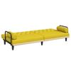 Sofa Bed with Armrests Light Yellow Fabric