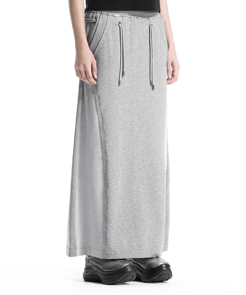 Teulimingbeodeu Lace-Up Eyelet Set-Up Skirt [ Melange Gray ]