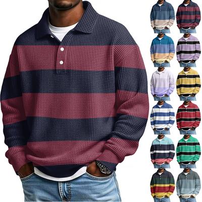 Men Casual Button Down Shirt Golf Pullover V Neck Stand Collar Fashion Fall Sweatshirt