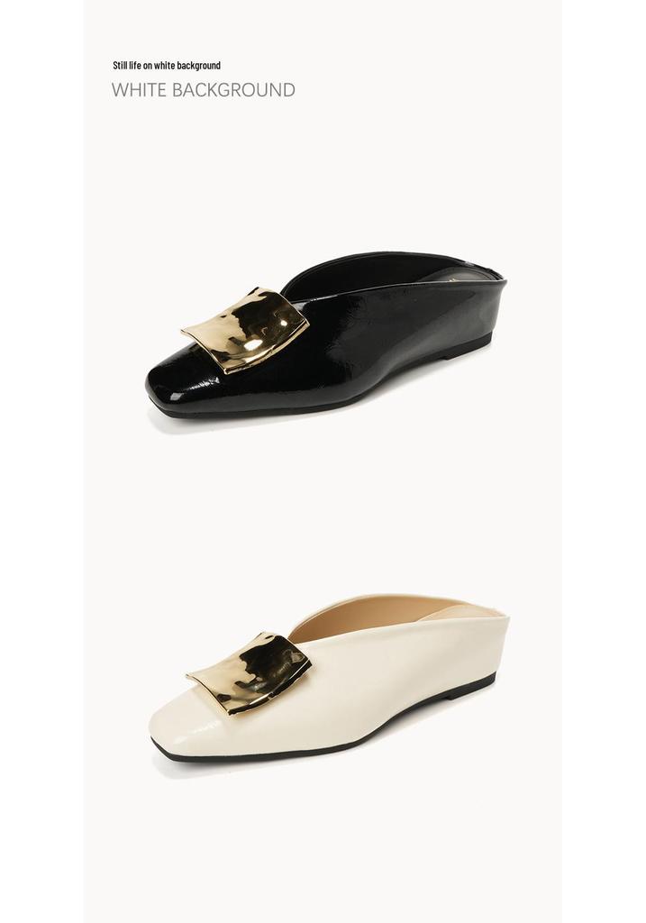 Wei Wei Retro Square Toe Slip-On Women's Sandals with Square Buckle