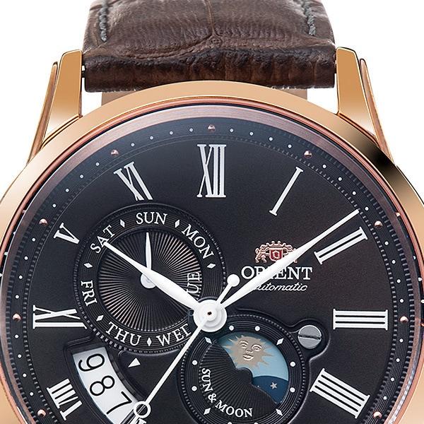 ORIENT Men's RN-AK0002Y (CLASSIC SUN&MOON) Round Watch Brown Stainless Multi-Hand Analog