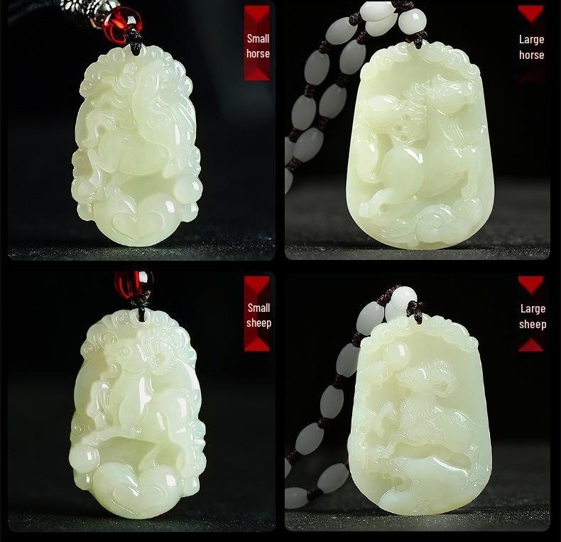 Hetian Jade Zodiac Animal Pendant - Certified Unisex Ornament