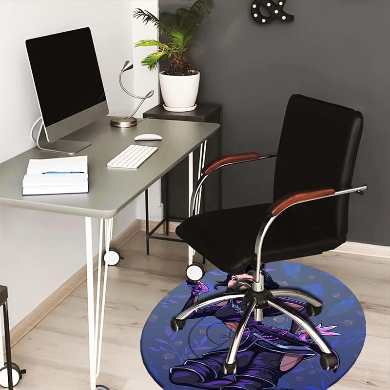 

1pc Dark Fantasy Warrior Round carpet, Made of Polyester,Perfect for Decorating Office Chairs, Living Rooms 80cm