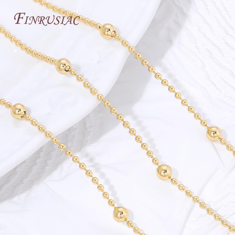 18K Gold Plated Brass Beads Chains For Jewelry Making,DIY Necklaces Bracelets Bulk Chain Accessories,Chain Fittings