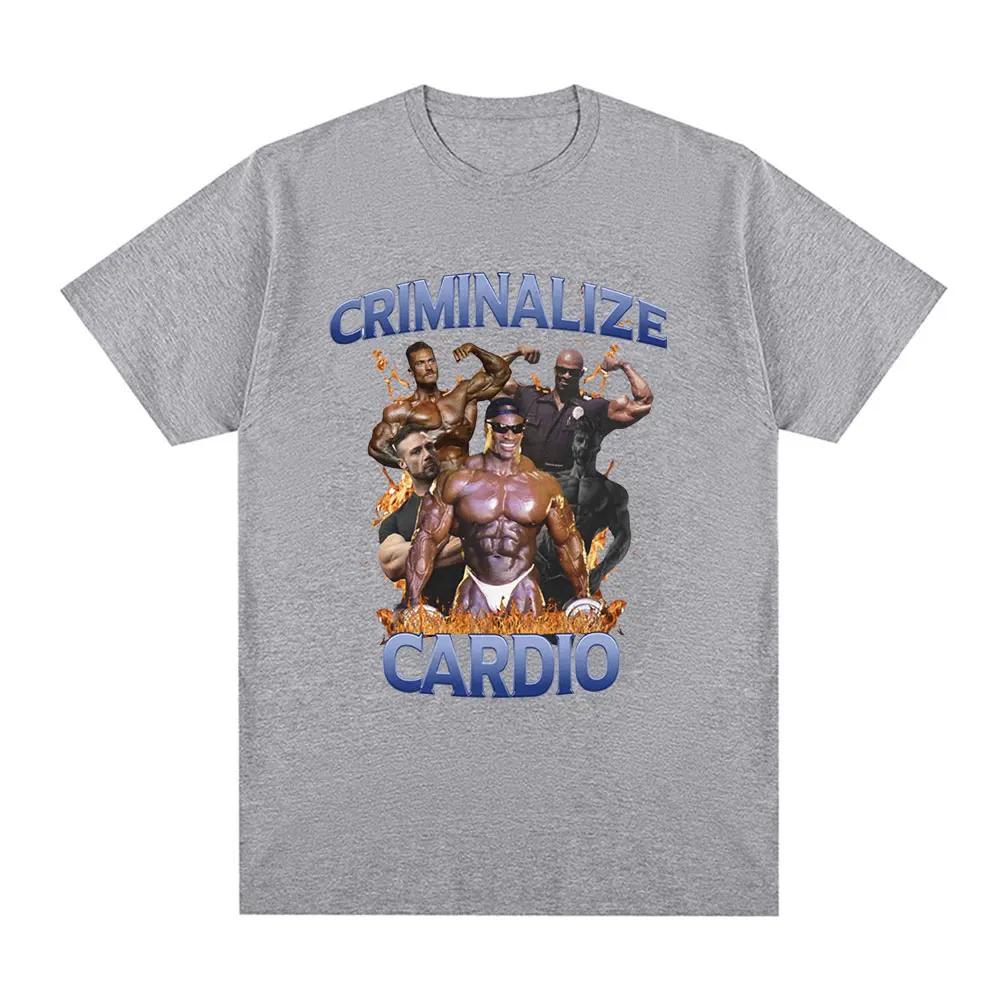 Criminalize Cardio Meme Pattern Tshirt Gym Fitness Retro Short Sleeved Tshirt Womens Fashion Hip Hop Large Tshirt