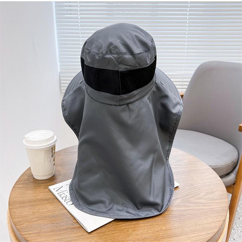Sun Protection Bucket Hat Neck Protector One-Piece Fishing Hiking Hat Outdoor Breathable Bucket Hat Windproof Large-Brimme