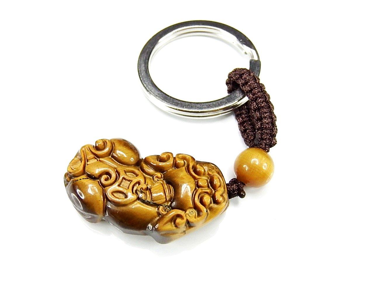 

[Стоун Таун] Натуральный брелок из резного тигрового глаза, среднего размера, АА, для удачи и карьеры