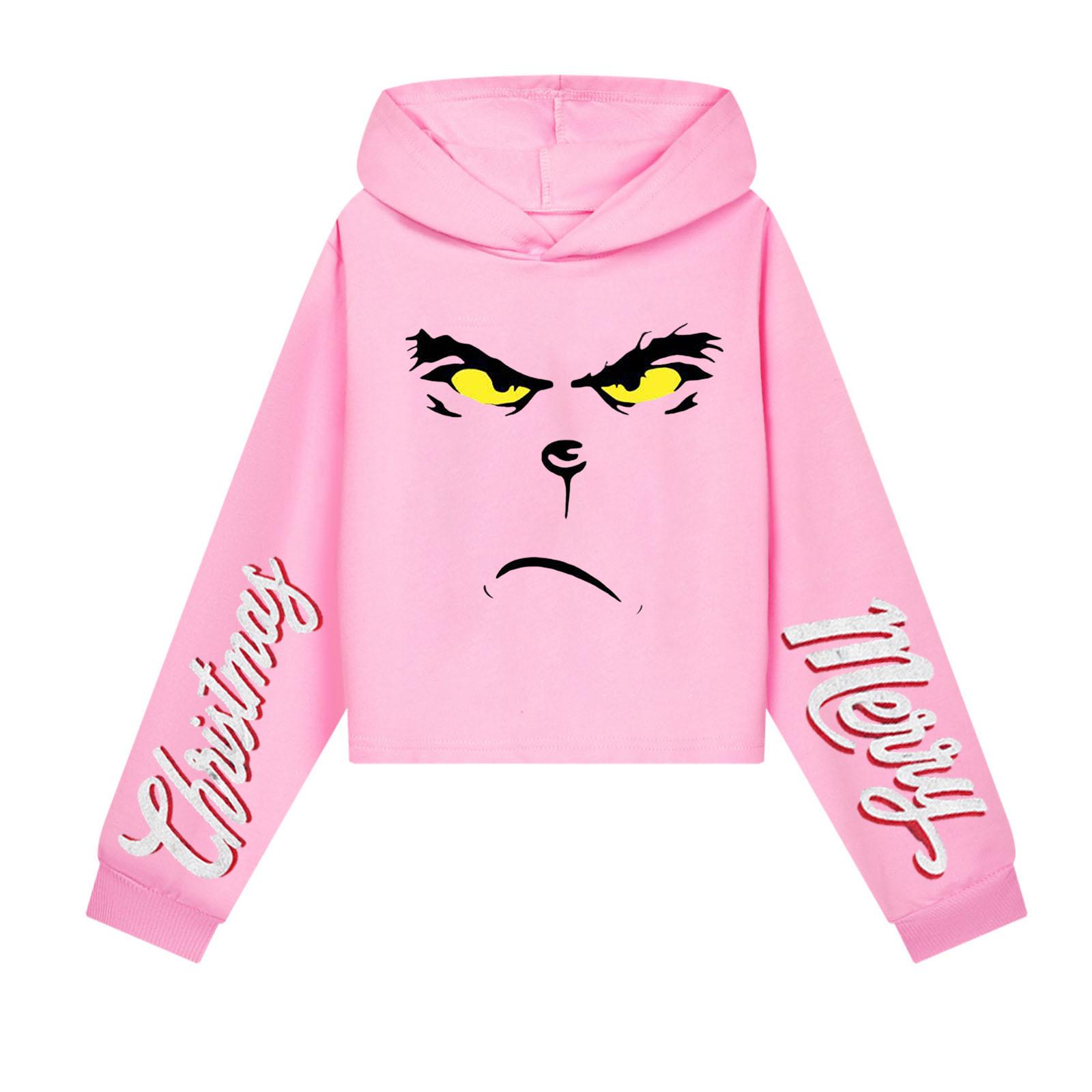 

Детская повседневная модная толстовка с капюшоном и длинными рукавами с рождественским принтом (Без шнурка) 170 розовый