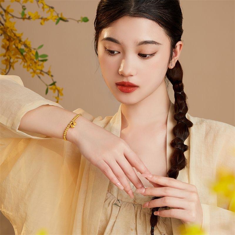 Lotus Pod Lotus Heart Antique Antique Antique Style Two Worlds Happy Concentric Elastic Bracelet Bracelet