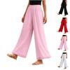 Calças Casuais Femininas de Chiffon com Camada Dupla e Perna Larga Cintura Elástica Caimento Solto Leves para Uso Diário e Viagem