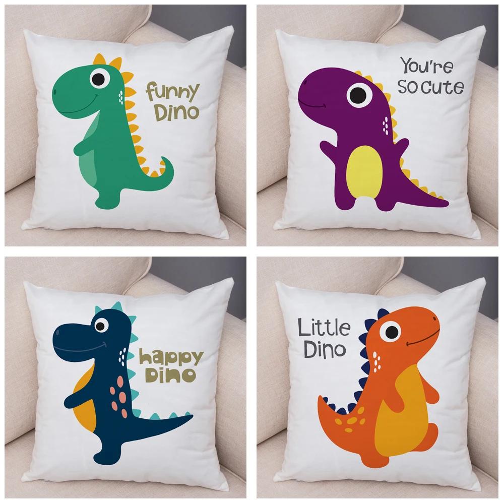 Niedlicher Jurassic Dinosaurier Kissenbezug Dekorative Cartoon Tier Kissenhülle Kinderzimmer Sofa