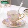 European Style Pearl Textured Ceramic Coffee Cup Office Light Luxury Mug Golden Edged Afternoon Tea Cups Household Drinkware