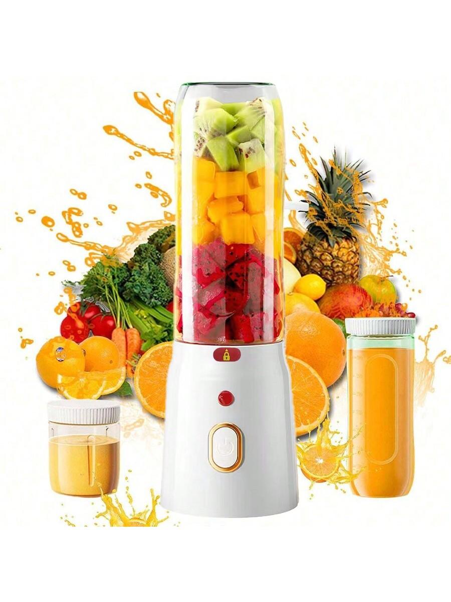 

Портативный блендер с двойной чашей, зарядка через USB, блендер для молочных коктейлей, сока, дробленый лед, лезвие из нержавеющей стали, чаша блендера чистый