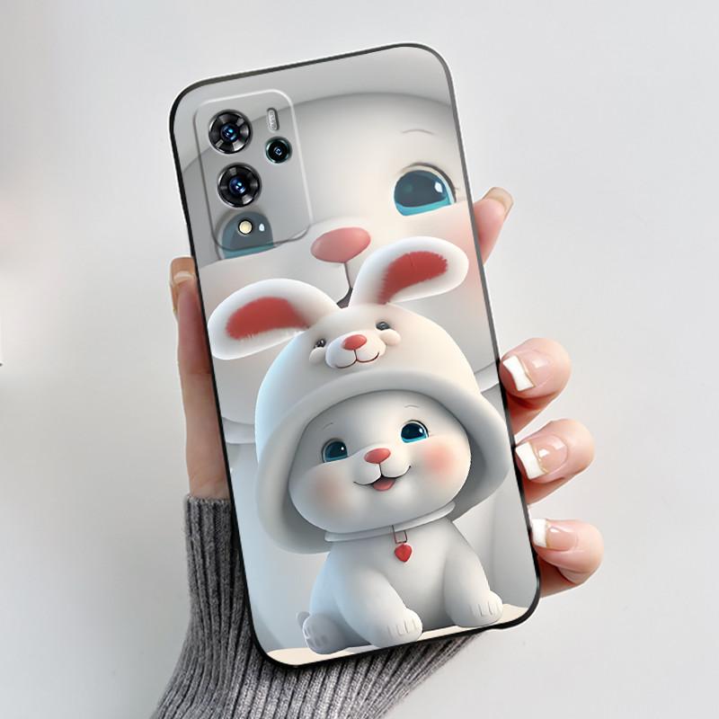 For ZTE Blade V40 Pro/ZTE 9046 Case Cute Love Rabbit Funny Black Matte Soft TPU Protective Back Cover For ZTE V40 Pro Phone Case