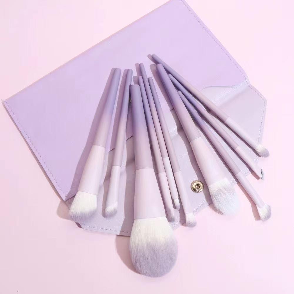 Cross Star Dai Zi 10-Piece Makeup Brush Set: Eyeliner, Nose Shadow, and Beginner Brushes in Milk Purple