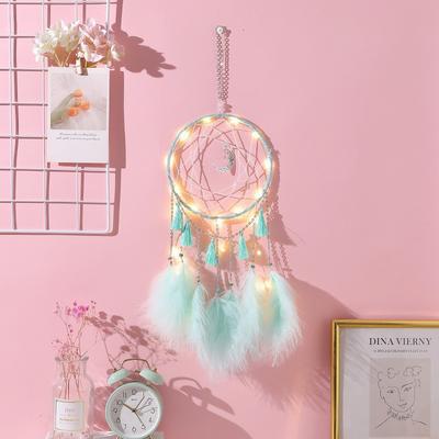 Personalized Dreamcatcher Wind Chime - Feather & LED Light Hanging Decor, Housewarming/Birthday Gift