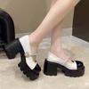Fashion Women's Platform High Heels 2025 New French Mary Jane Shoes for Women Fashion Round Toe Chunky Heel Party Wedding Dress Shoes