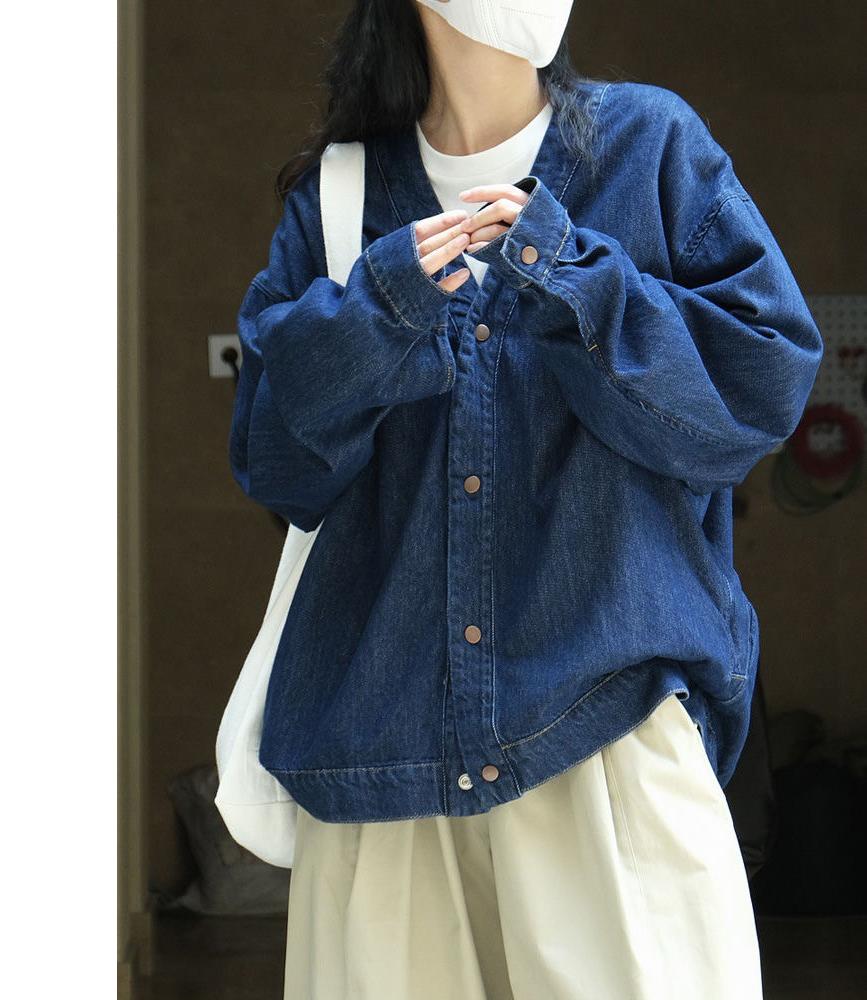 

Темно-синяя джинсовая куртка в японском стиле ретро