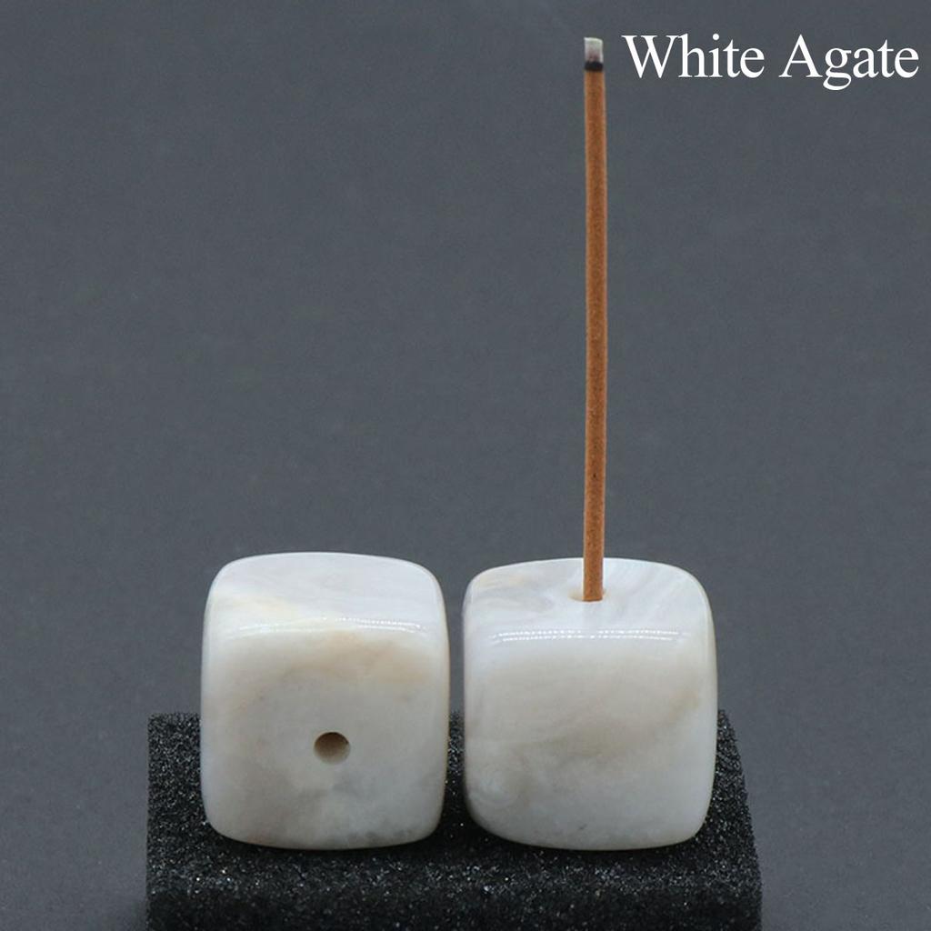 2 Stück quadratischer Räucherbrenner aus Natursteinkristall, Räucherstäbchen-Diffusor-Dekoration, Zen-Heimaltar-Dekoration, Meditationszentrum-Dekoration mit geometrischem Design