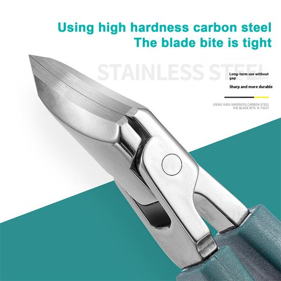 Stainless Steel Nail Clipper Curved Blade Toenail Clippers for Thick Nails 3-Piece Kit with Glass File & Case Ergonomic Non-Slip Grip Nail Clippers