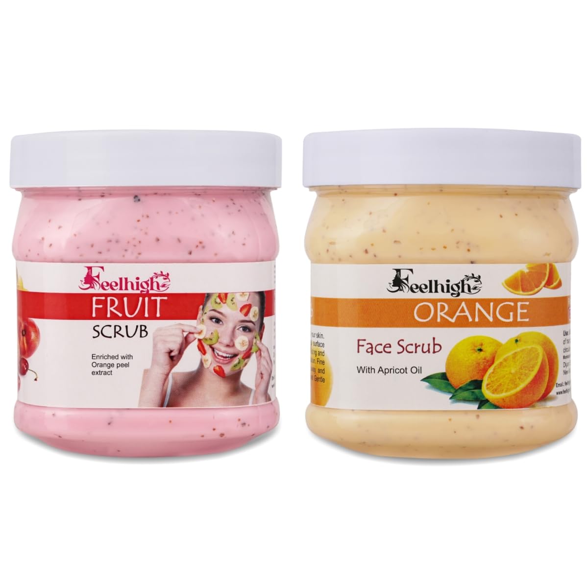Combo Fruit Face Scrub 500ml Enriched with Strawberry Extract And Orange Scrub 500ml Enriched with Apricot Oil extract 500ml Pack 2 Men and women F