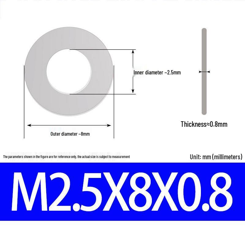 304 Stainless Steel Ultra-Thin Flat Washer, Thickness: 0.1/0.2/0.3/0.4/0.5 Mm, Sizes M1-M8