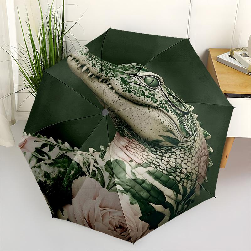 

Crocodile, Floral Themed Automatic Opening and Closing Umbrella, Brightly Colored 8 rib Portable Umbrella, Suitable for Men and Women, A Per