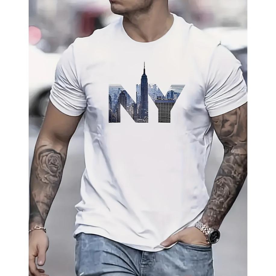 Unisexs Ny Crew Neck Tshirt Regular Fit Durable Stretch Ideal For Sports Casual Wear Tshirt