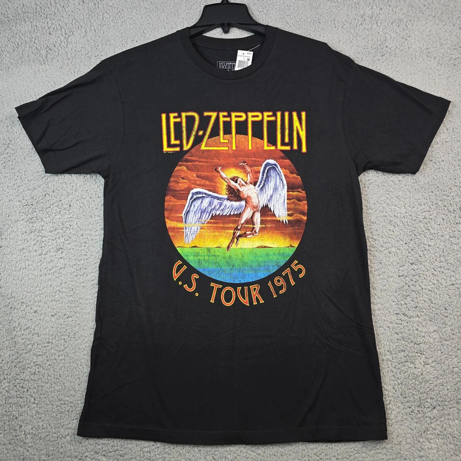 

Led Zeppelin Shirt Mens Extra Large XL Black 1975 Tour Concert Rock Music NWT B S