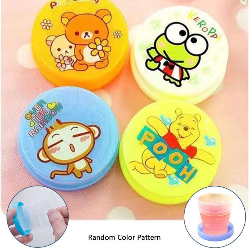 Cartoon Creative Foldable Cup Portable Plastic Travel Mug Hygienic Lightweight
