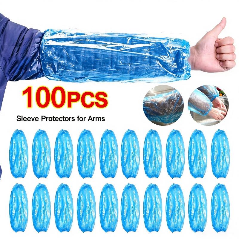 100Pcs Disposable Pe Arm Sleeves Oil Proof Dust Proof Waterproof For Home Cleaning Kitchen Cooking Daily Housework