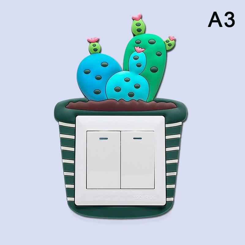 Cute Cartoon 3D Stickers Cactus Fluorescent Wall Stickers On-Off Switch Stickers Kids Luminous Light Switch Home Decorations A3