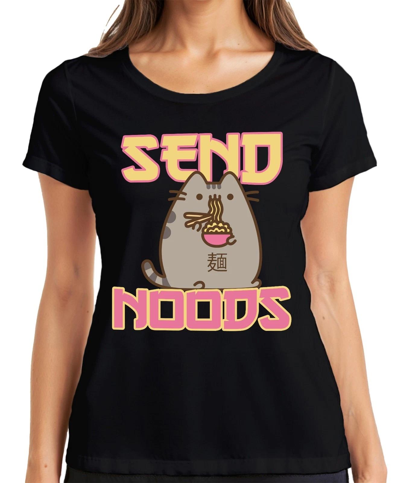 SEND NOODS Katze Nudeln Ramen Kawaii Lustig Geschenk süß Freundin Damen T-Shirt XXL