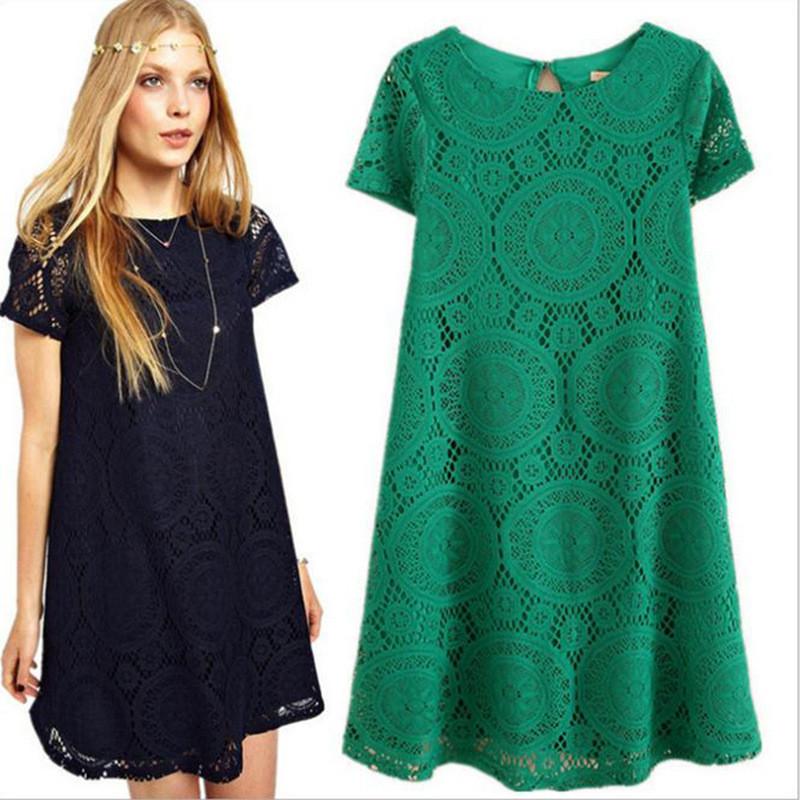 Elegante Abito in Pizzo Stile Europeo Abito Corto Svasato Vita Alta